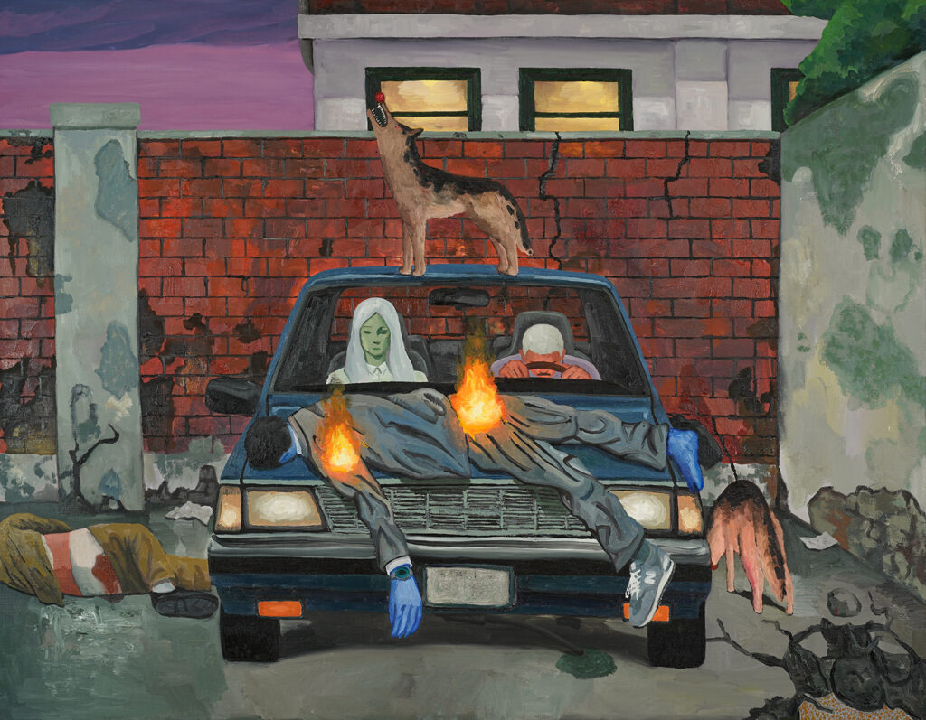 현재 이미지는 대체 텍스트가 없습니다. 파일 이름: 저주받은-영혼만-주차-가능-Oil-on-canvas-91-x-116.5-cm-2025.jpg